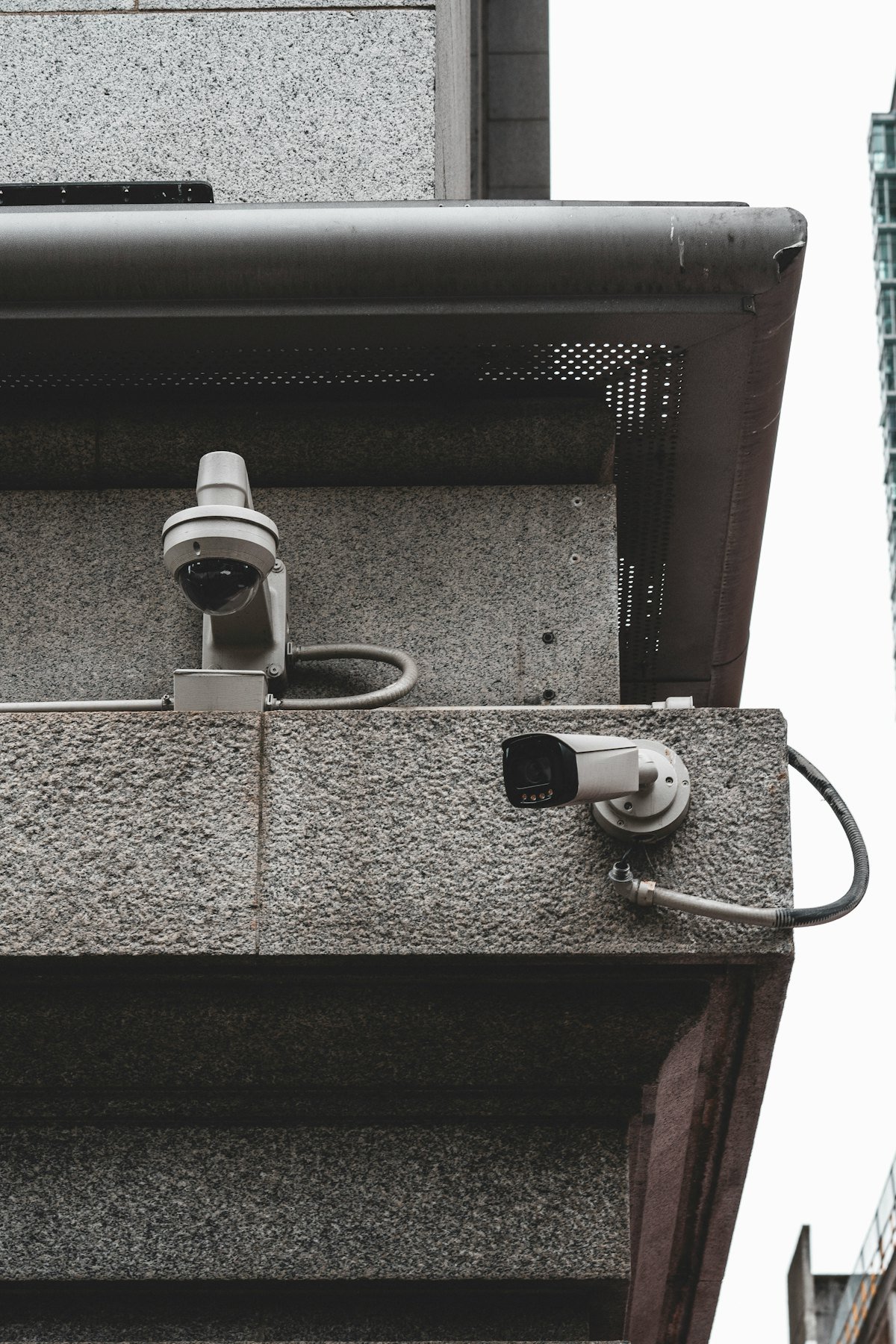 CCTV cameras on a commercial building exterior