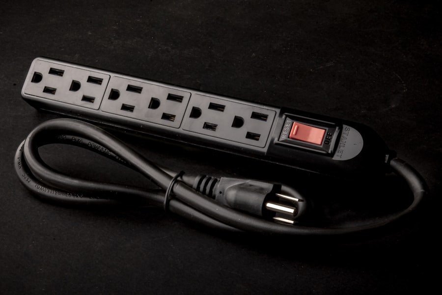 Surge-protected power strip with cable